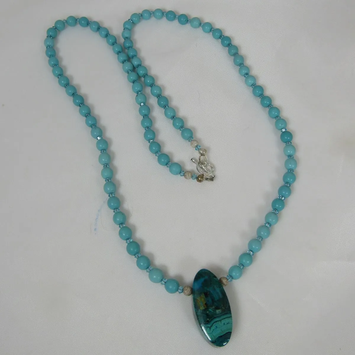 Long Handmade Gemstone Pendant  Necklace