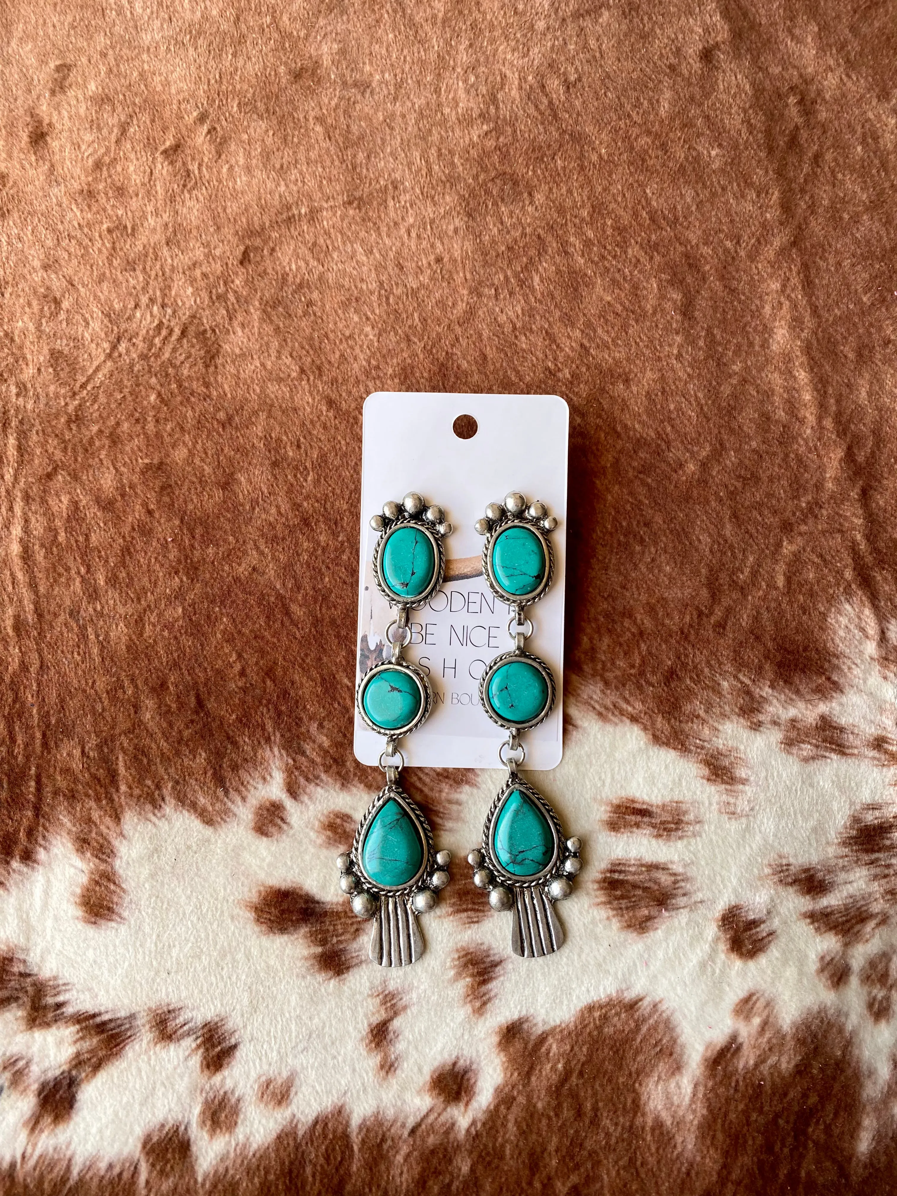 Long Turquoise Stone Earrings