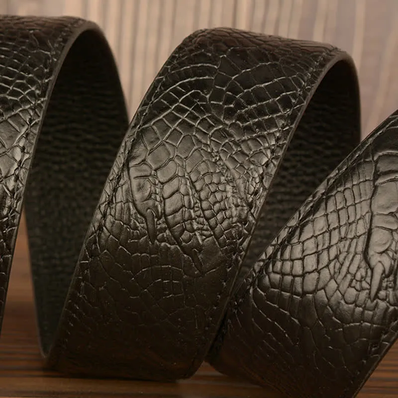 Men's Carved Eagle Crocodile Pattern Leather Belt