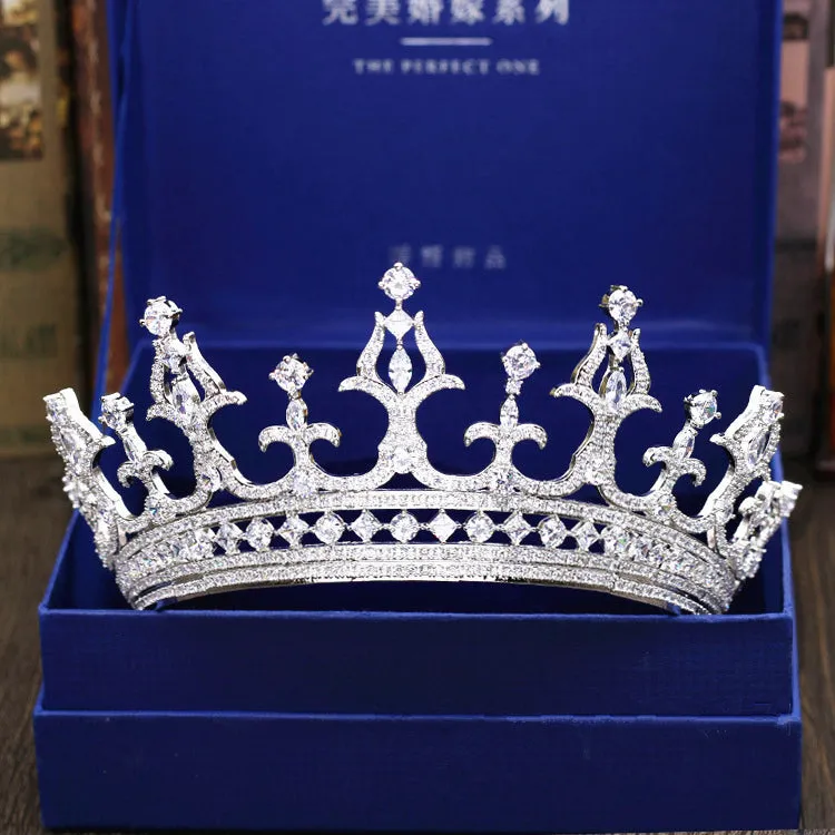 Micro Paved Cubic Zircon Tiara Luxury Zirconia Bridal Crown