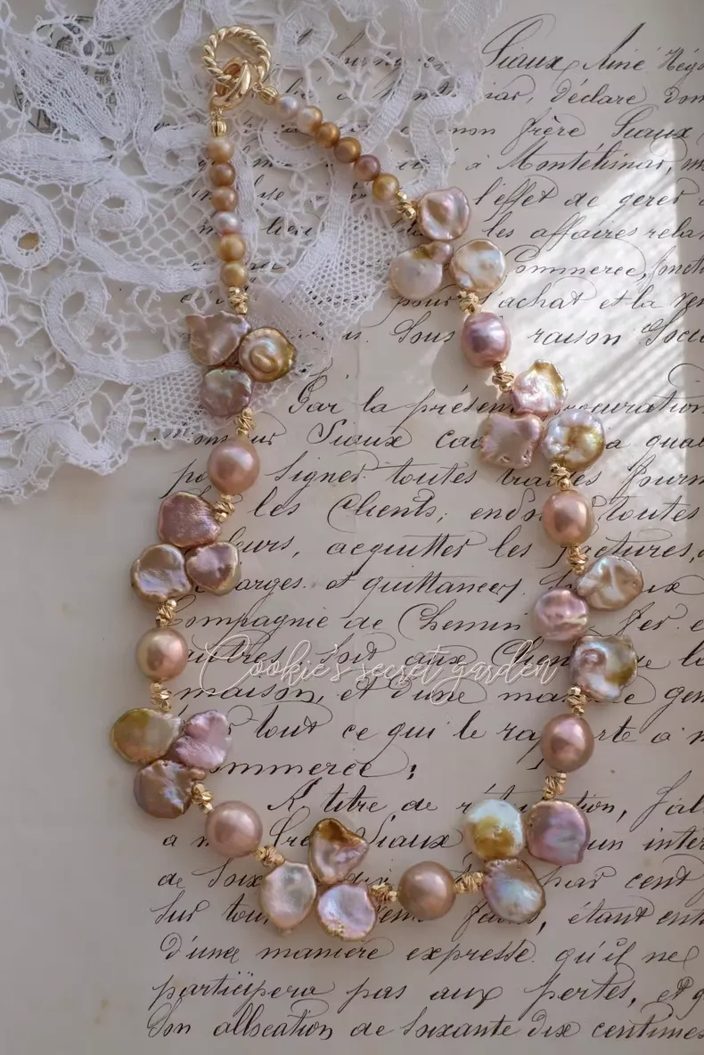 【Monet Garden Collection】 Handmade Summer Baroque Pearl Necklace