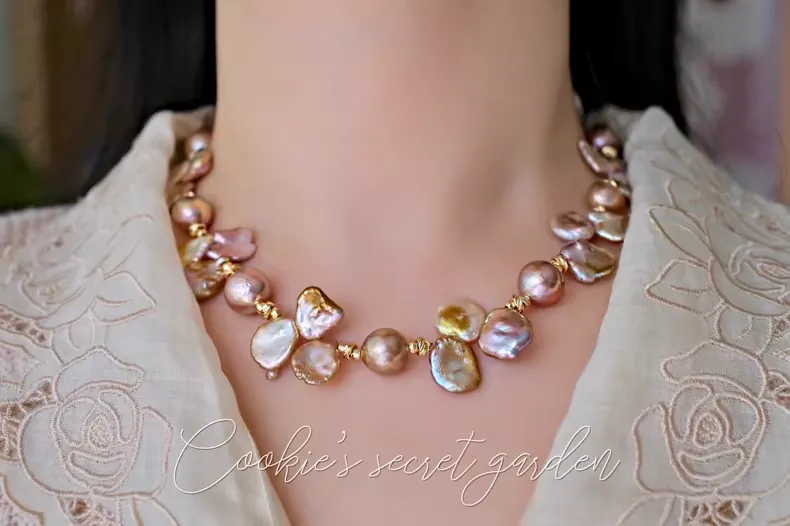 【Monet Garden Collection】 Handmade Summer Baroque Pearl Necklace