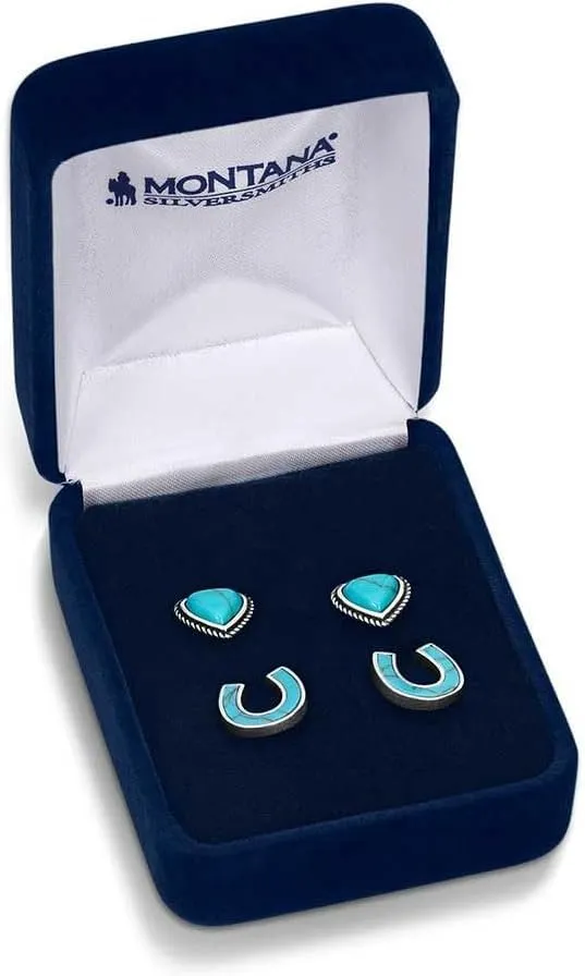 Montana Silversmiths Turquoise Heart & Horseshoe Earring Set - ER5807