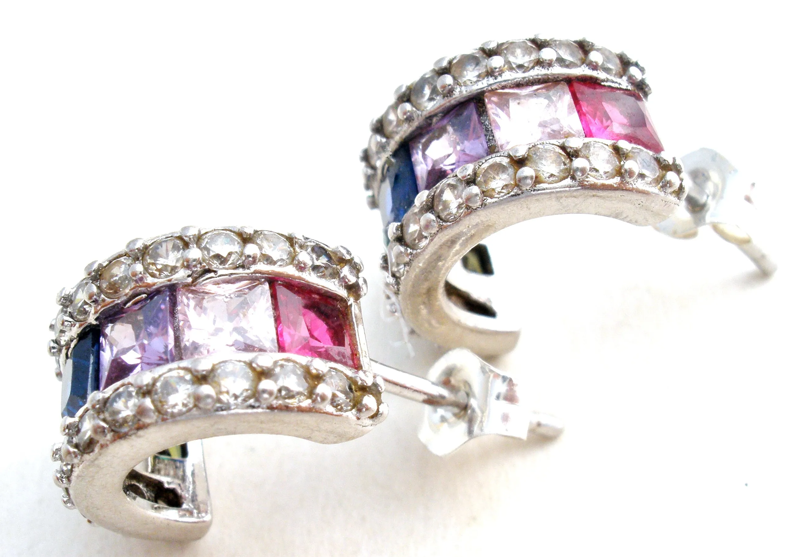 Multi Color Cubic Zirconia Hoop Earrings