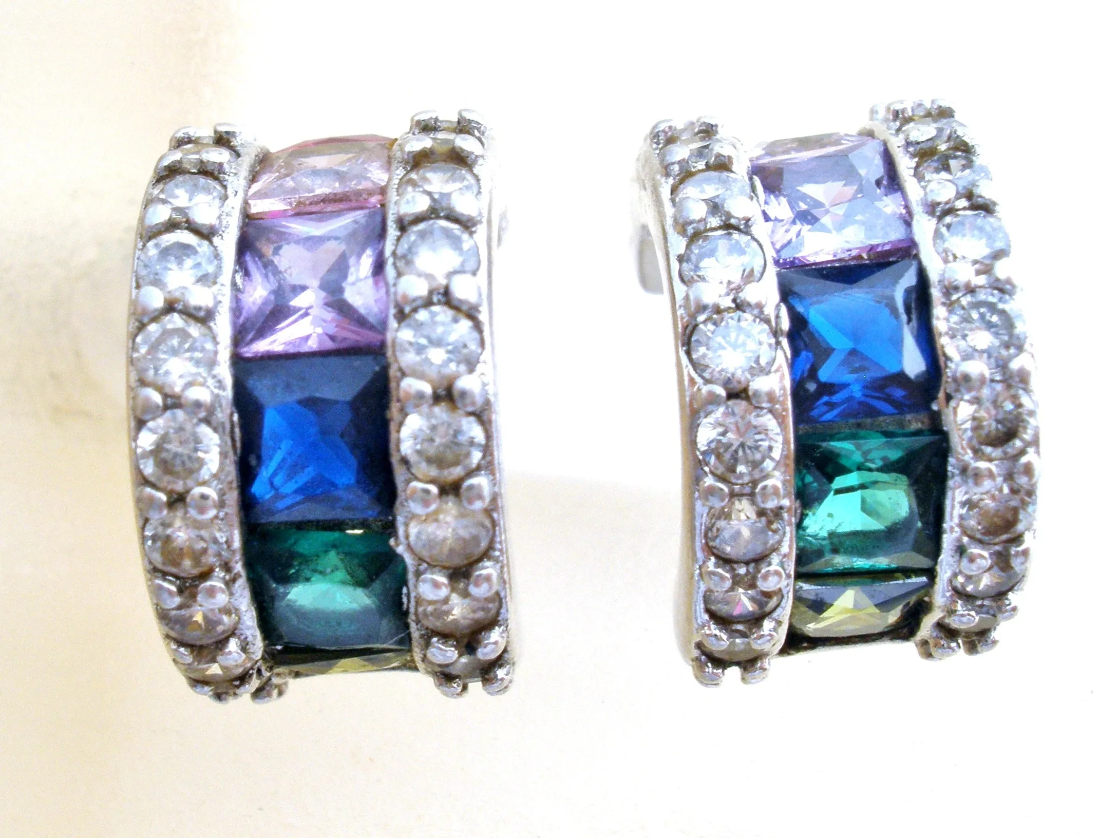 Multi Color Cubic Zirconia Hoop Earrings