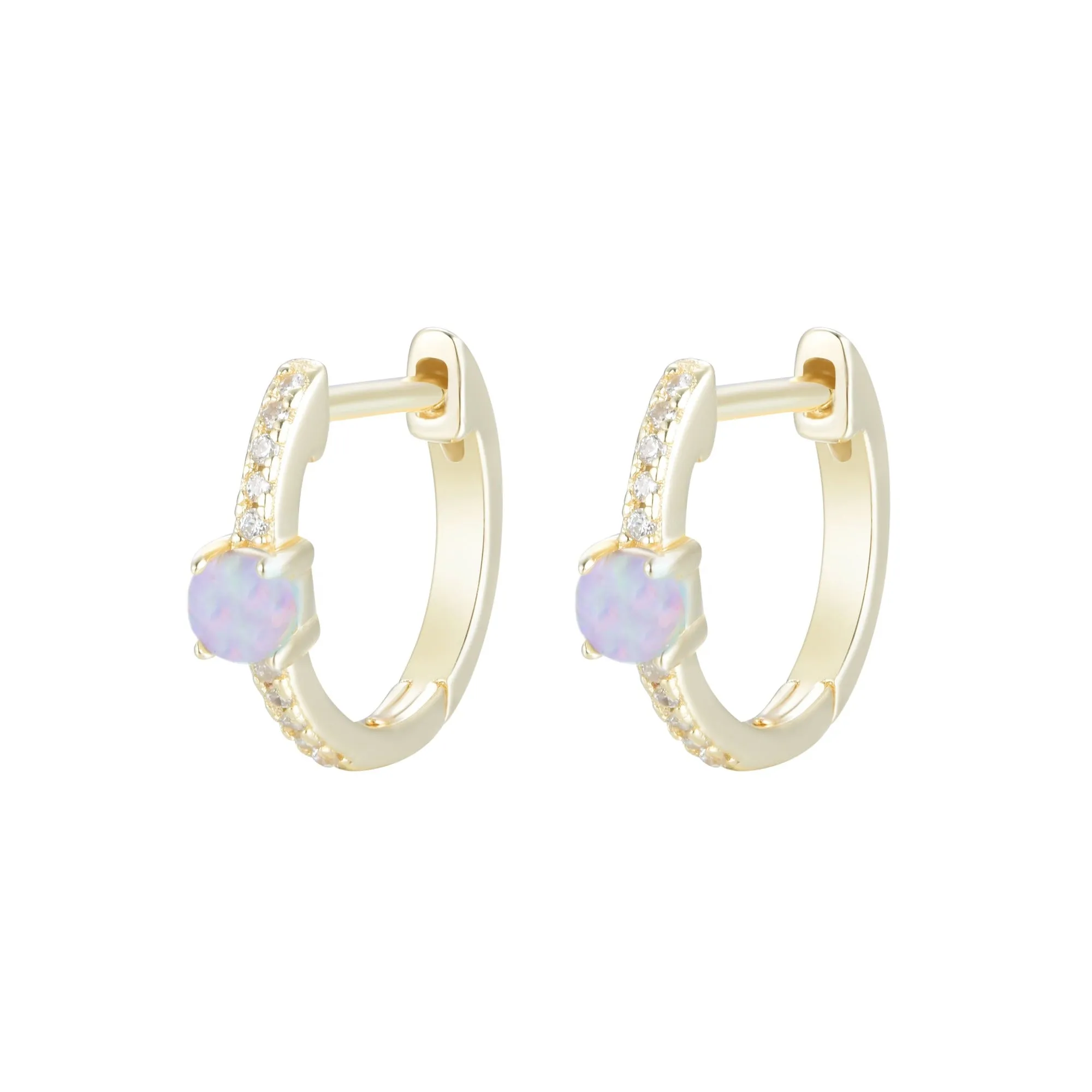 Opal And Crystal Huggie Earrings