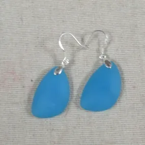 Opaque Blue Opal Sea Glass Earrings