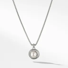 Pearl Crossover Pendant Necklace with Diamonds