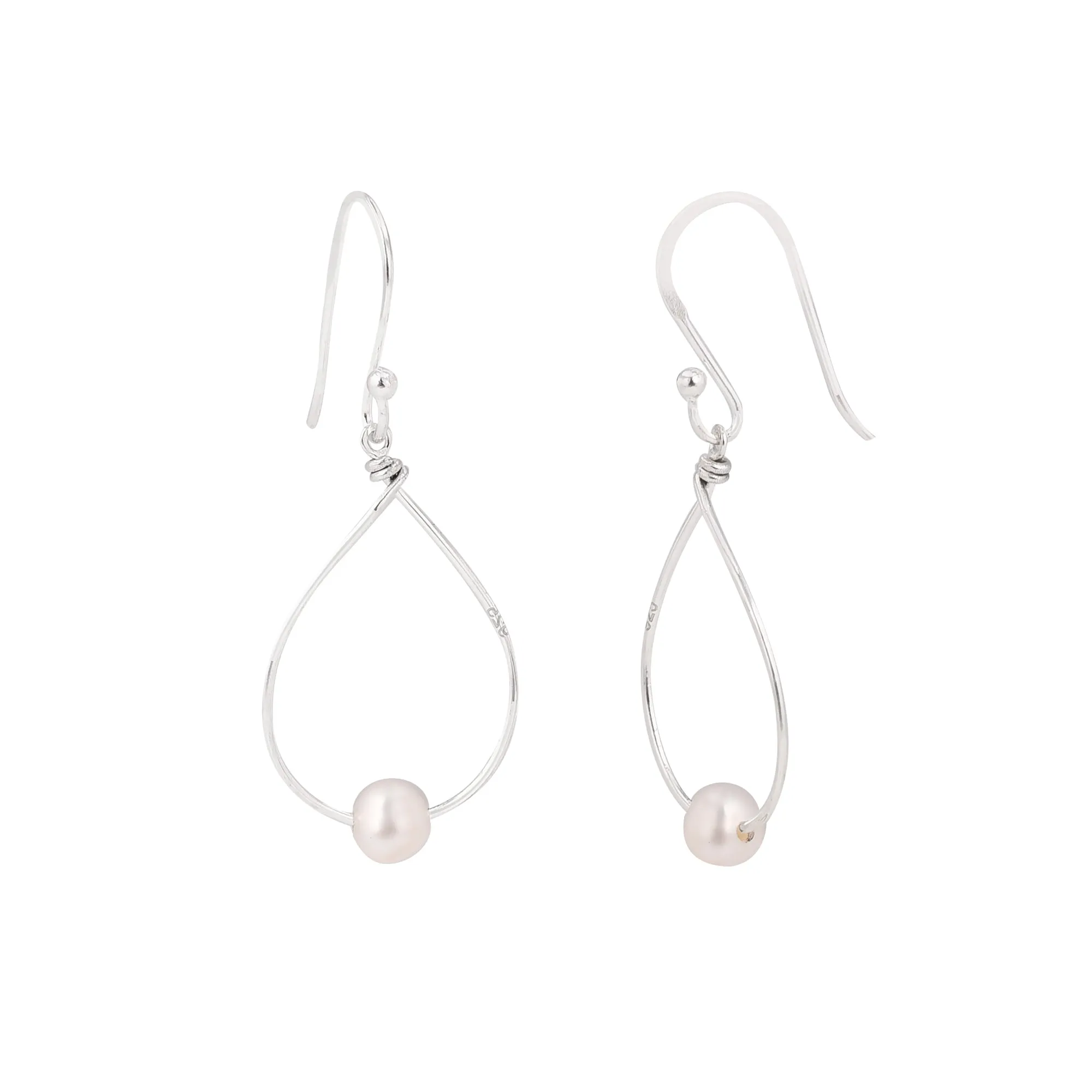 Pearl Drop Hoop Earrings