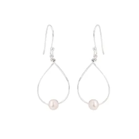 Pearl Drop Hoop Earrings