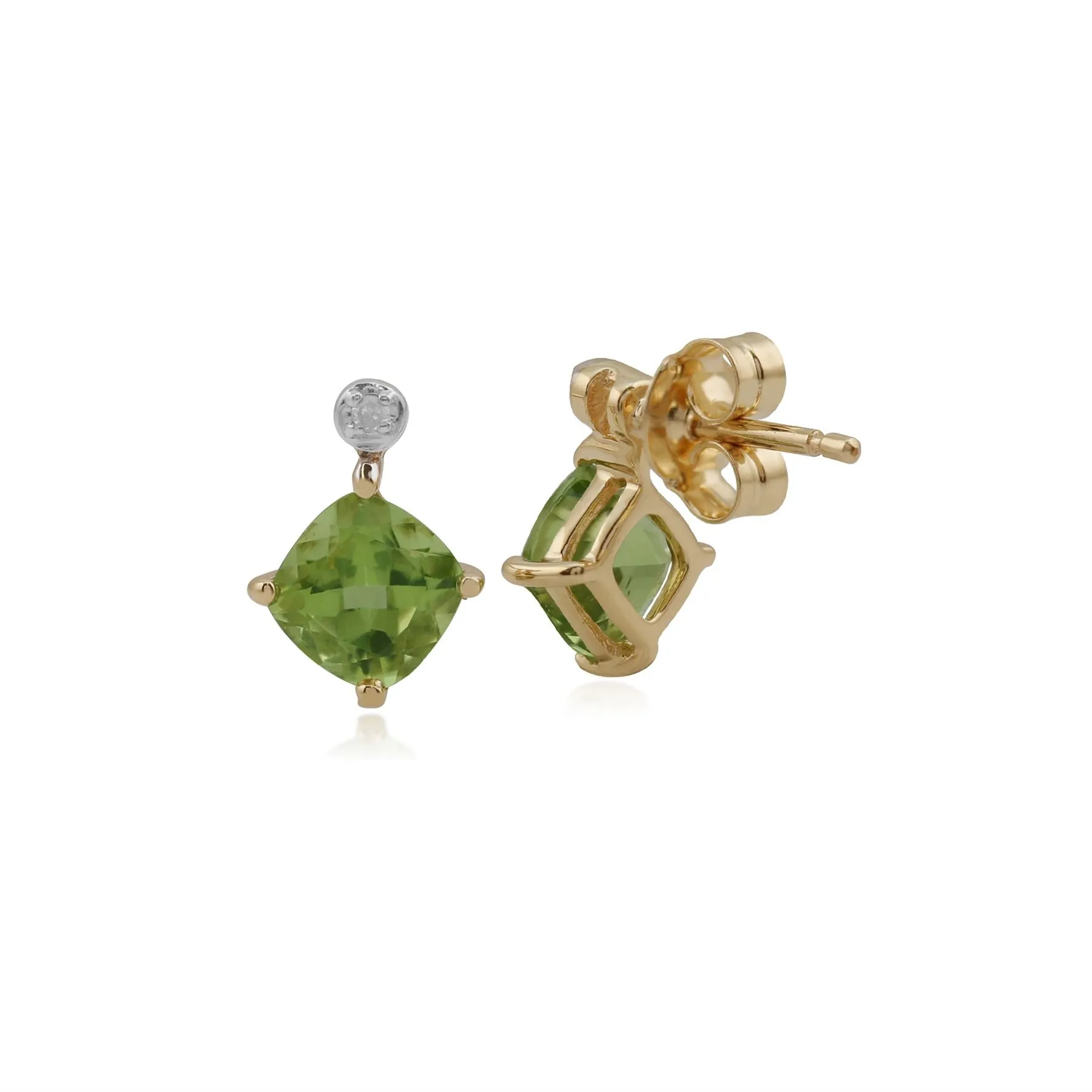 Peridot & Diamant Ohrstecker in 9ct Gelb Gold