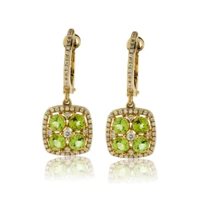 Peridot and Diamond Dangle Earrings