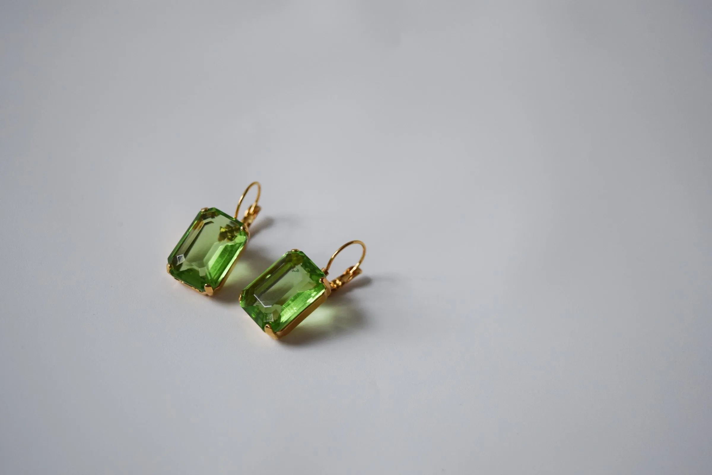 Peridot Crystal Earrings - Large Octagon