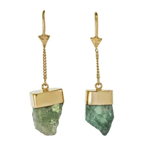 PERIDOT CRYSTAL PULL THROUGH EARRINGS - GOLD