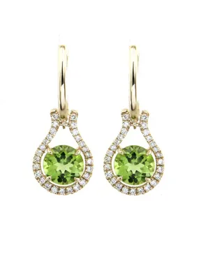 Peridot Earrings - 14ct Yellow Gold Peridot and Diamond Earrings - 786908