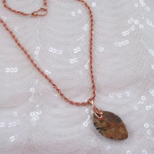 Rare Palm Wood Gemstone Pendant Copper Necklace