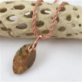 Rare Palm Wood Gemstone Pendant Copper Necklace