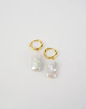 Rectangle Link Pearl Earrings