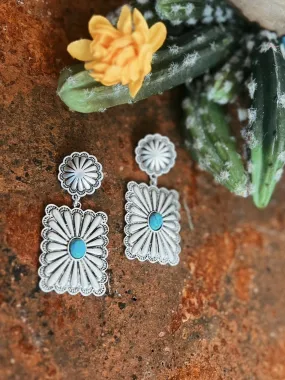 Rectangle Turquoise Post Earrings