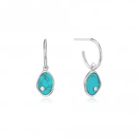 Rhodium Tidal Turquoise Mini Hoop Earrings E027-01H