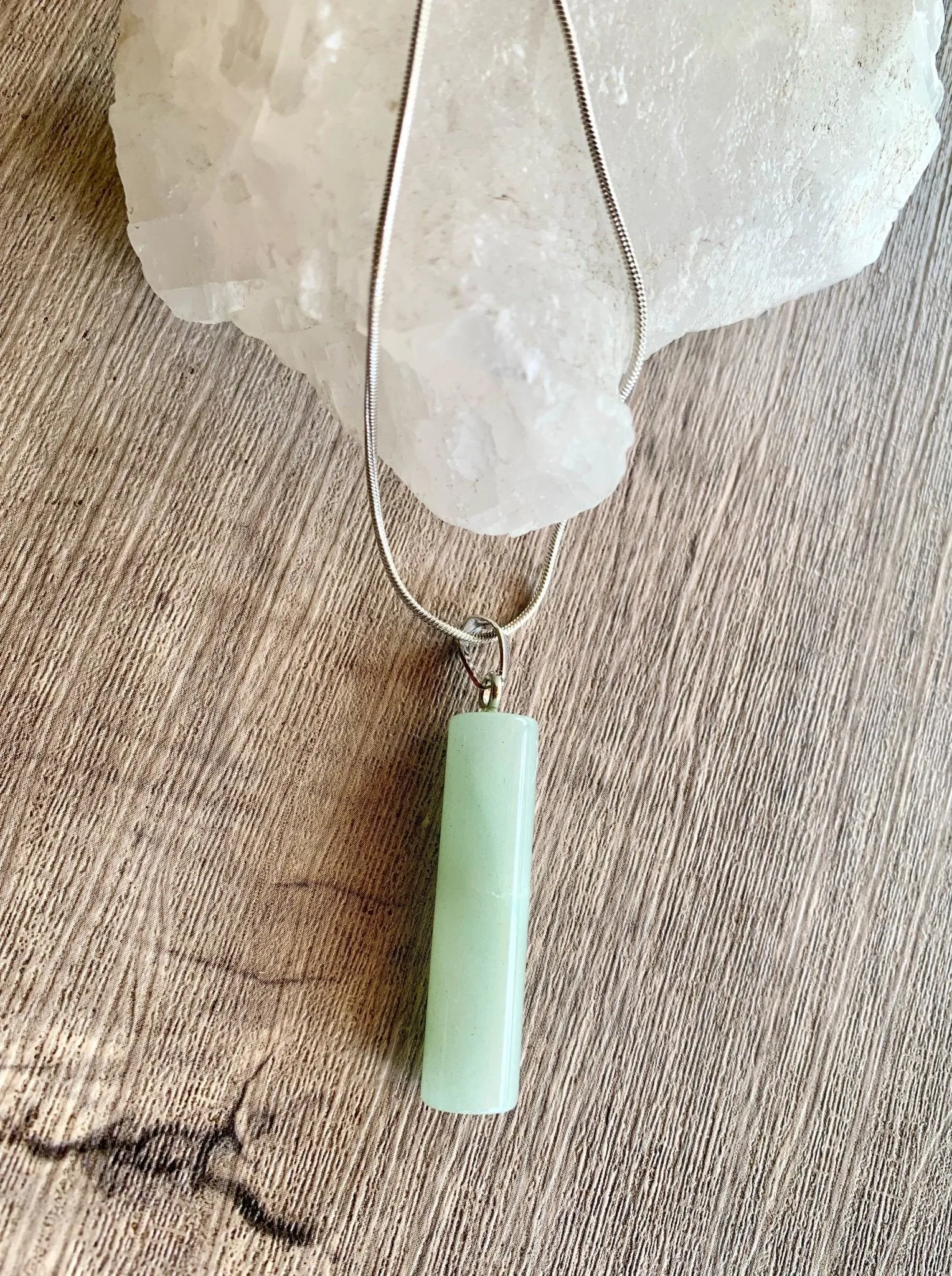 Rhys Green Aventurine Pendant Necklace on Silver plated Chain