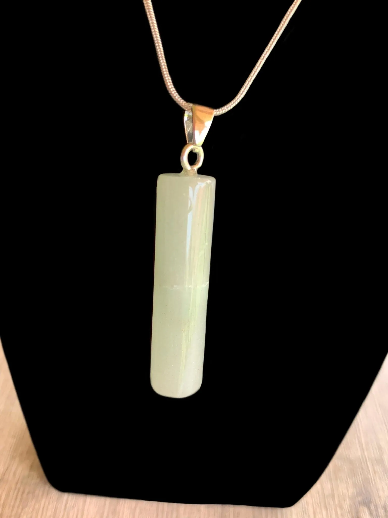 Rhys Green Aventurine Pendant Necklace on Silver plated Chain