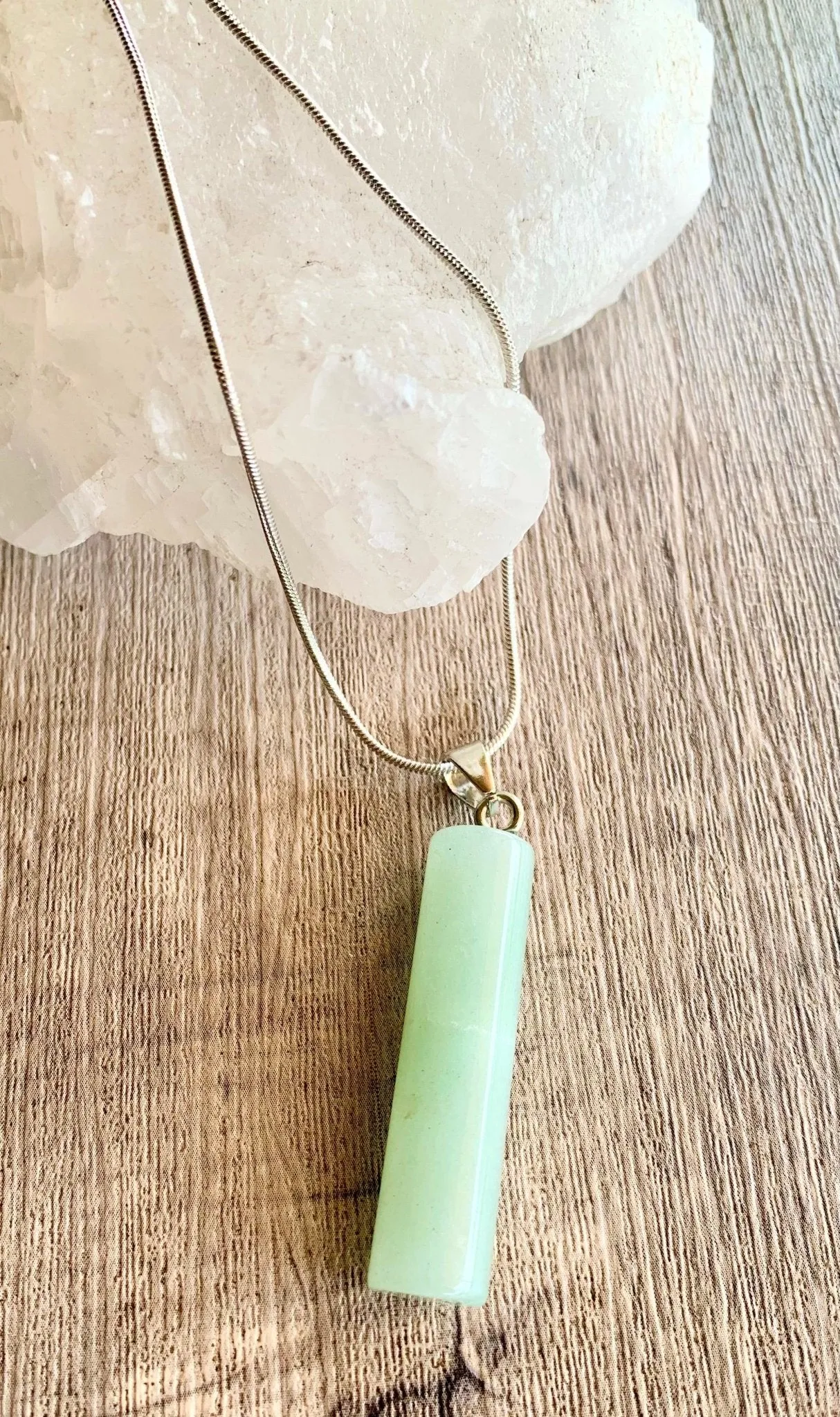 Rhys Green Aventurine Pendant Necklace on Silver plated Chain