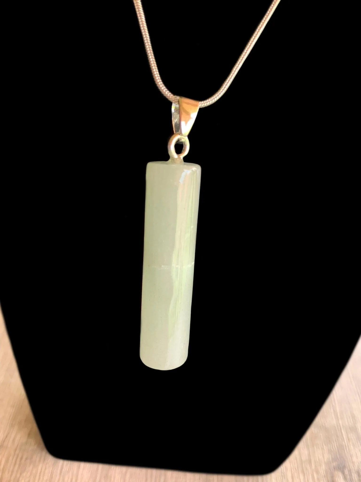 Rhys Green Aventurine Pendant Necklace on Silver plated Chain