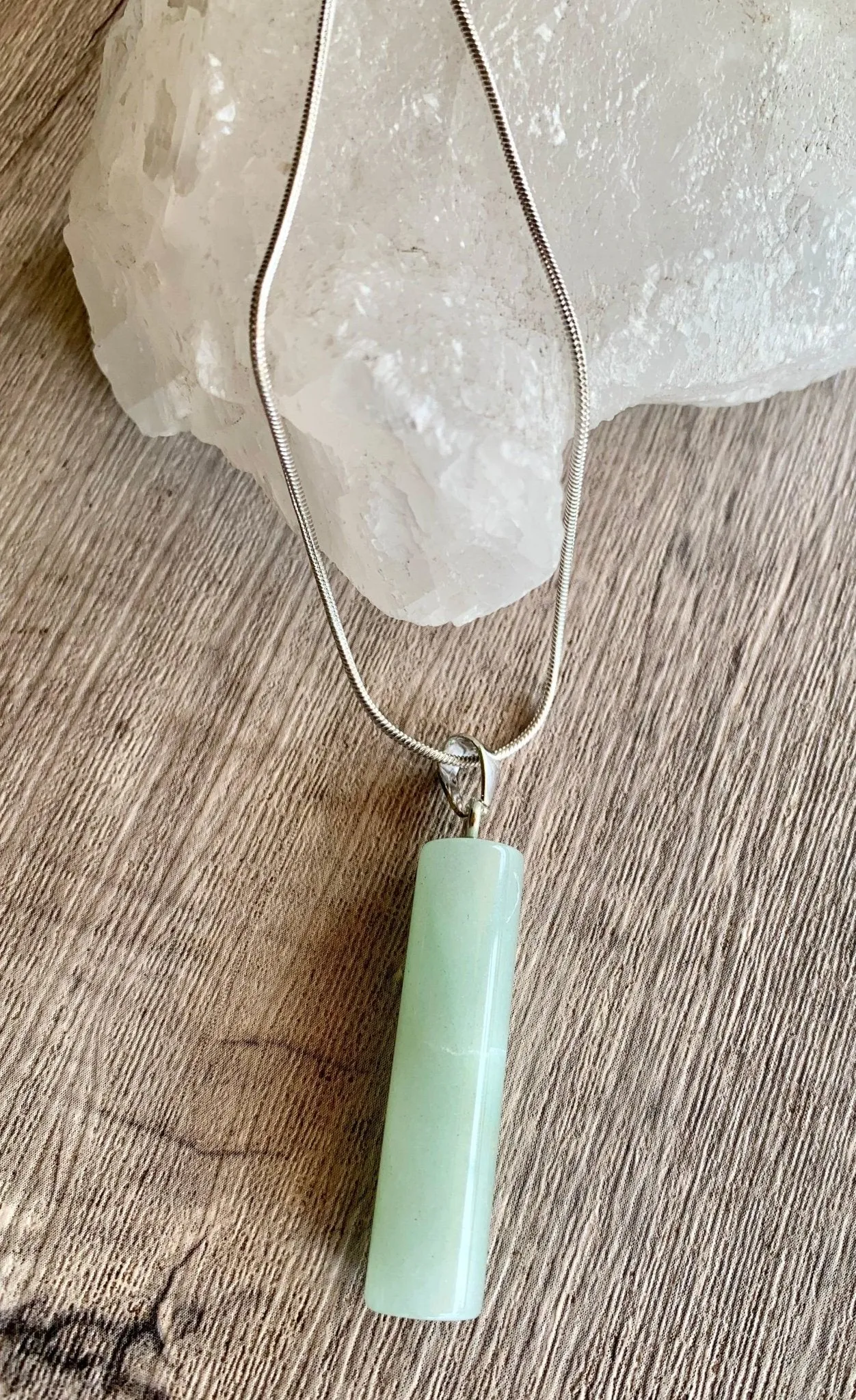 Rhys Green Aventurine Pendant Necklace on Silver plated Chain