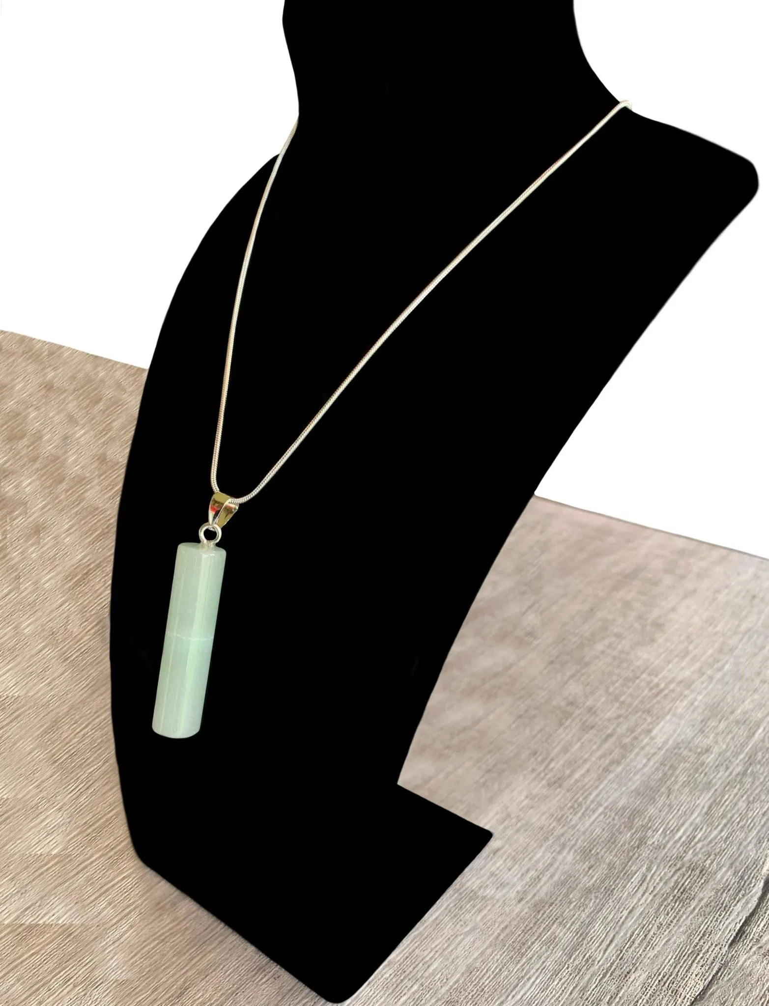 Rhys Green Aventurine Pendant Necklace on Silver plated Chain