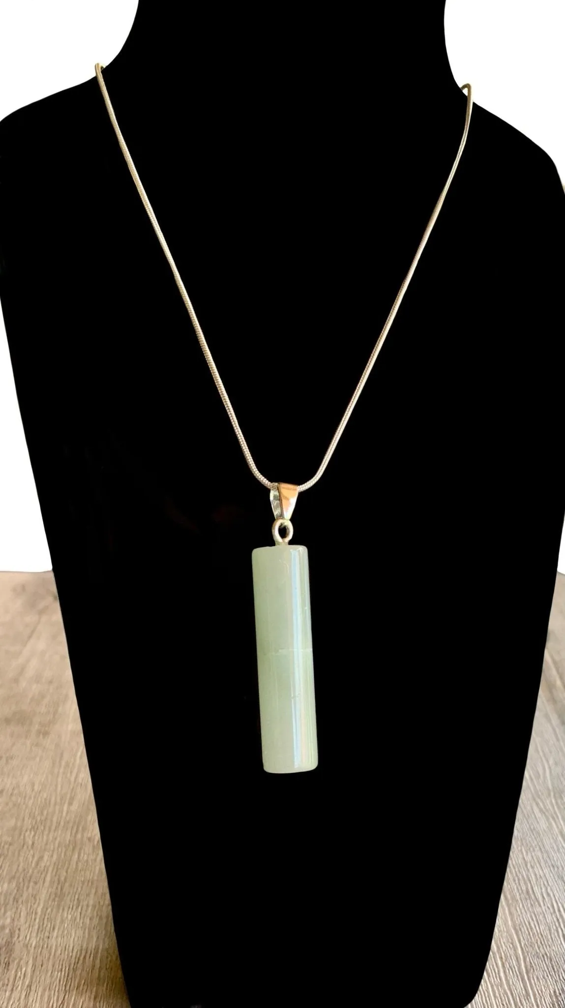 Rhys Green Aventurine Pendant Necklace on Silver plated Chain