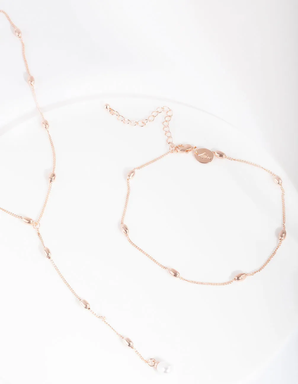 Rose Gold Mini Pearl Choker & Y-Necklace Pack