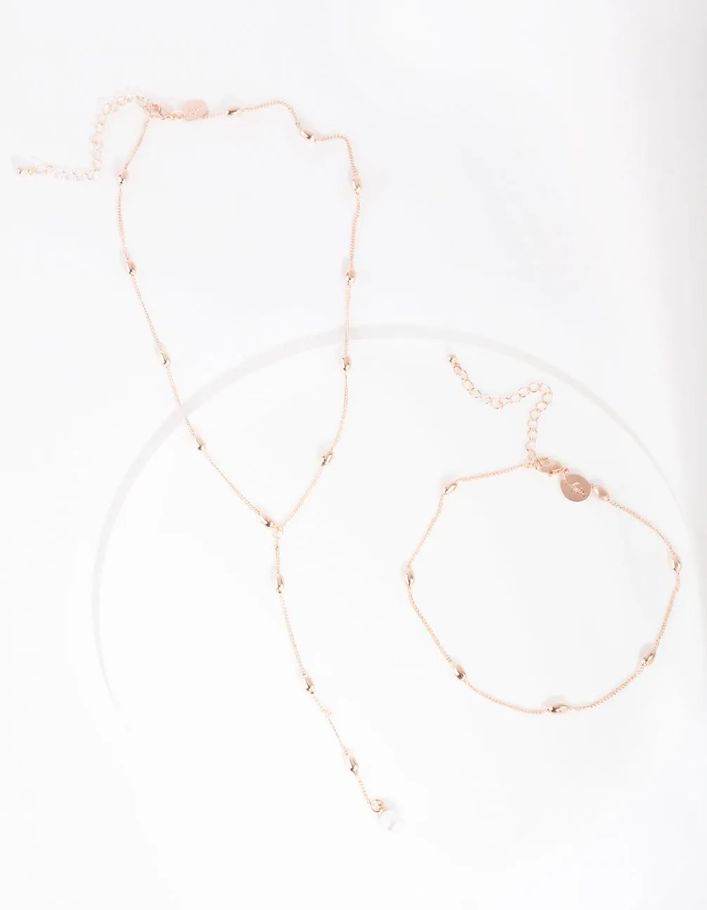 Rose Gold Mini Pearl Choker & Y-Necklace Pack