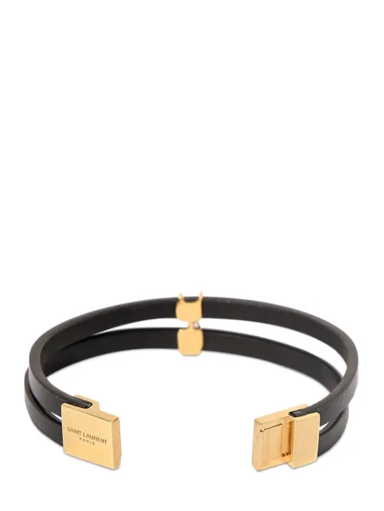 Saint Laurent   Cassandre double-row leather bracelet 