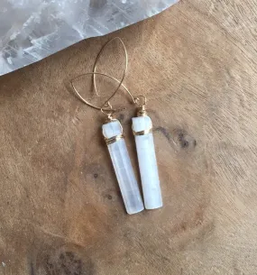 Selenite Earrings Silver or Gold