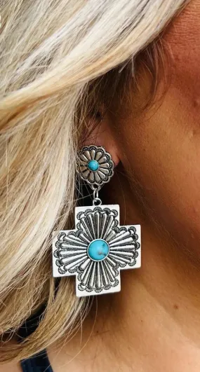 Silver Kreek Cross Dangle Earrings