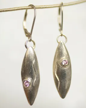 Silver   Sapphire Marquis Earrings