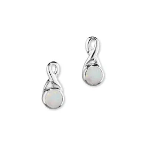 Simply Stylish Sterling Silver & White Opal Knot Stud Earrings, SE172