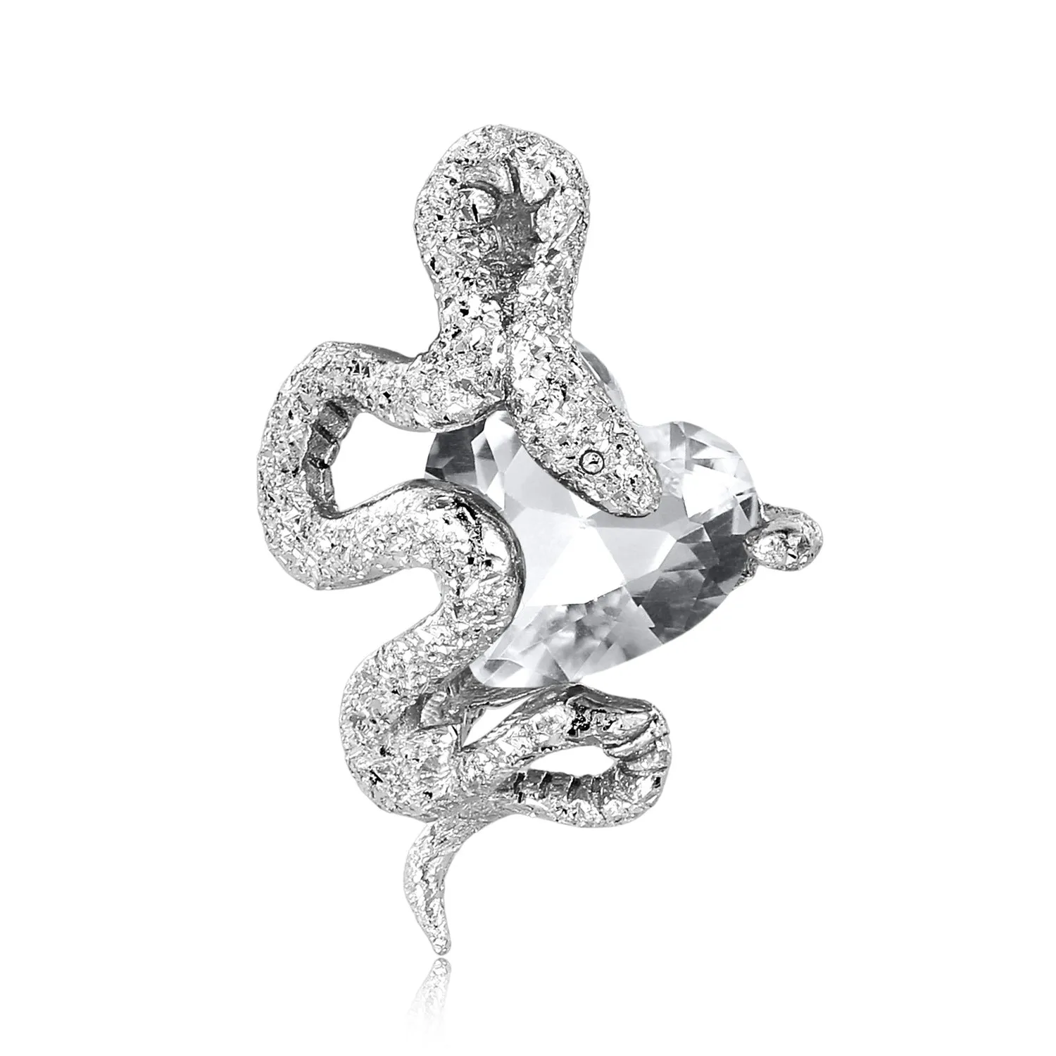 Snake with Heart Shape Zircon Silver Necklace