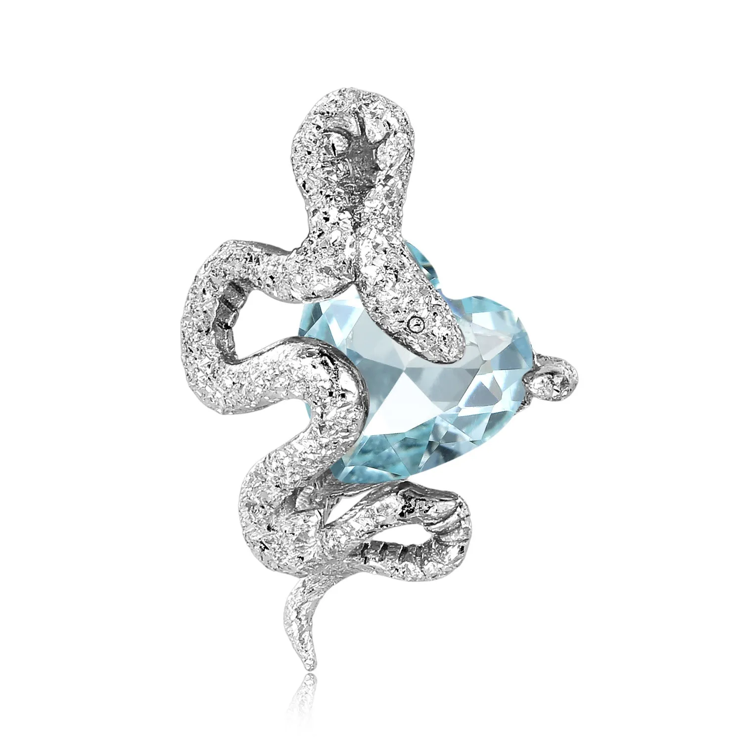 Snake with Heart Shape Zircon Silver Necklace