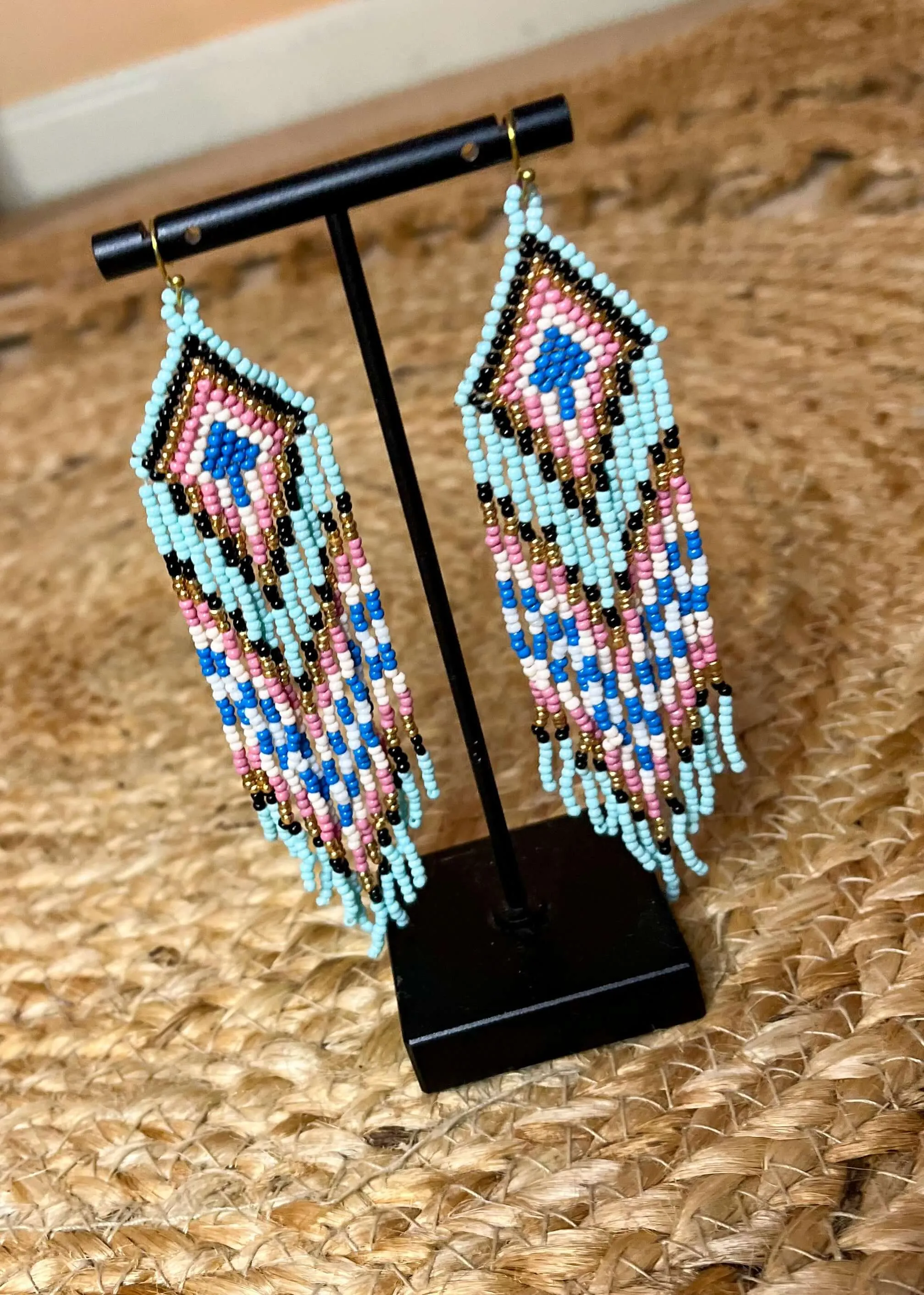 Southwest Seed Bead Fringe Earrings