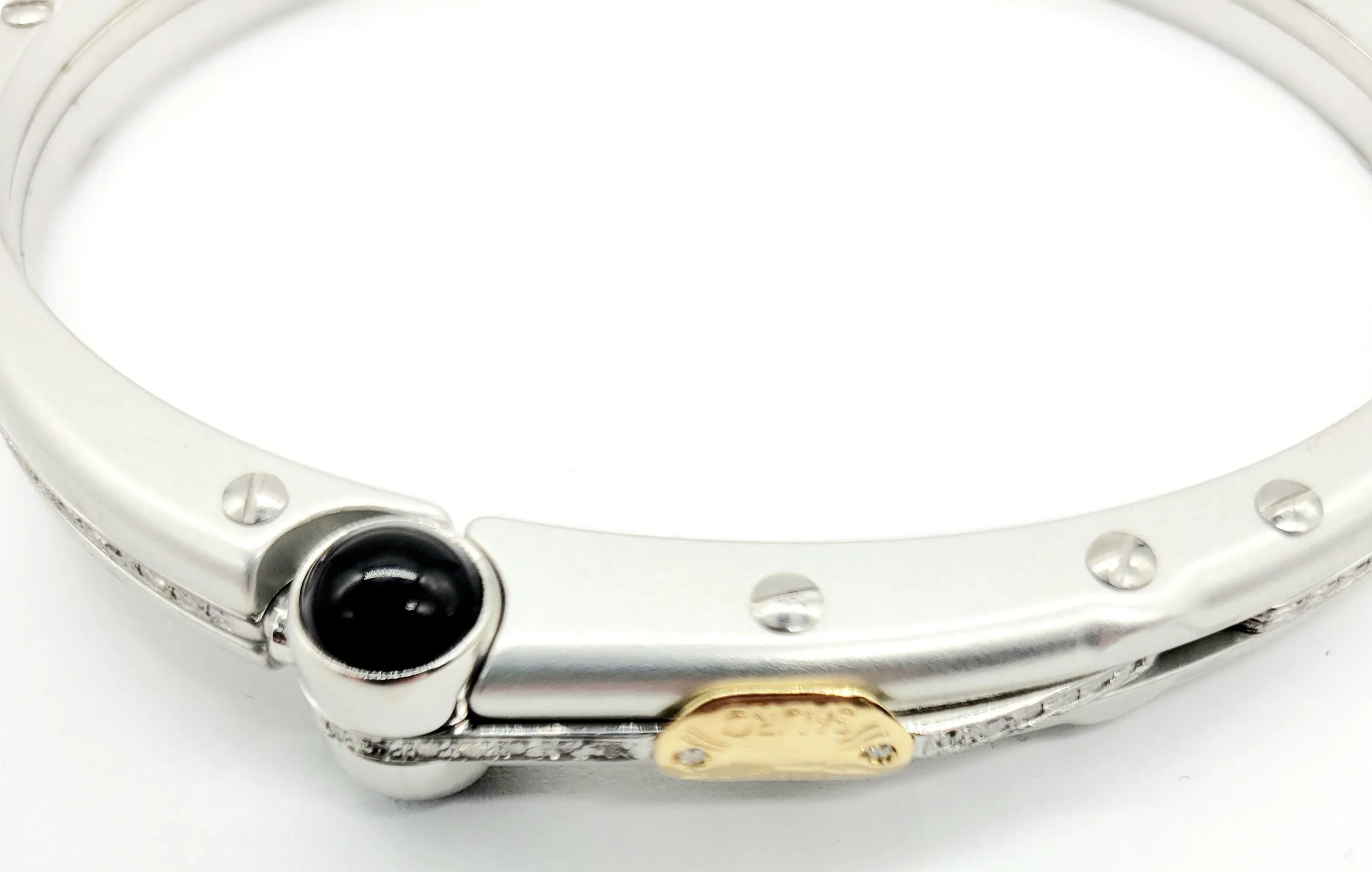 Stainless Steel & 18k Yellow Gold with Diamonds Sauro Bangle Bracelet