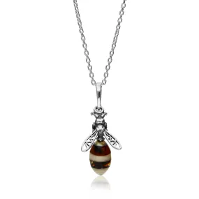 Sterling Silver Amber Small Bee Necklace