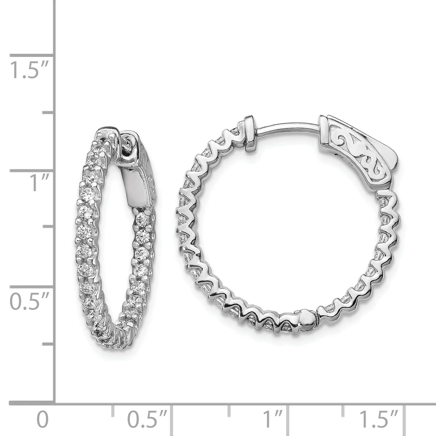 Sterling Silver CZ 48 Stone Hoop Earrings