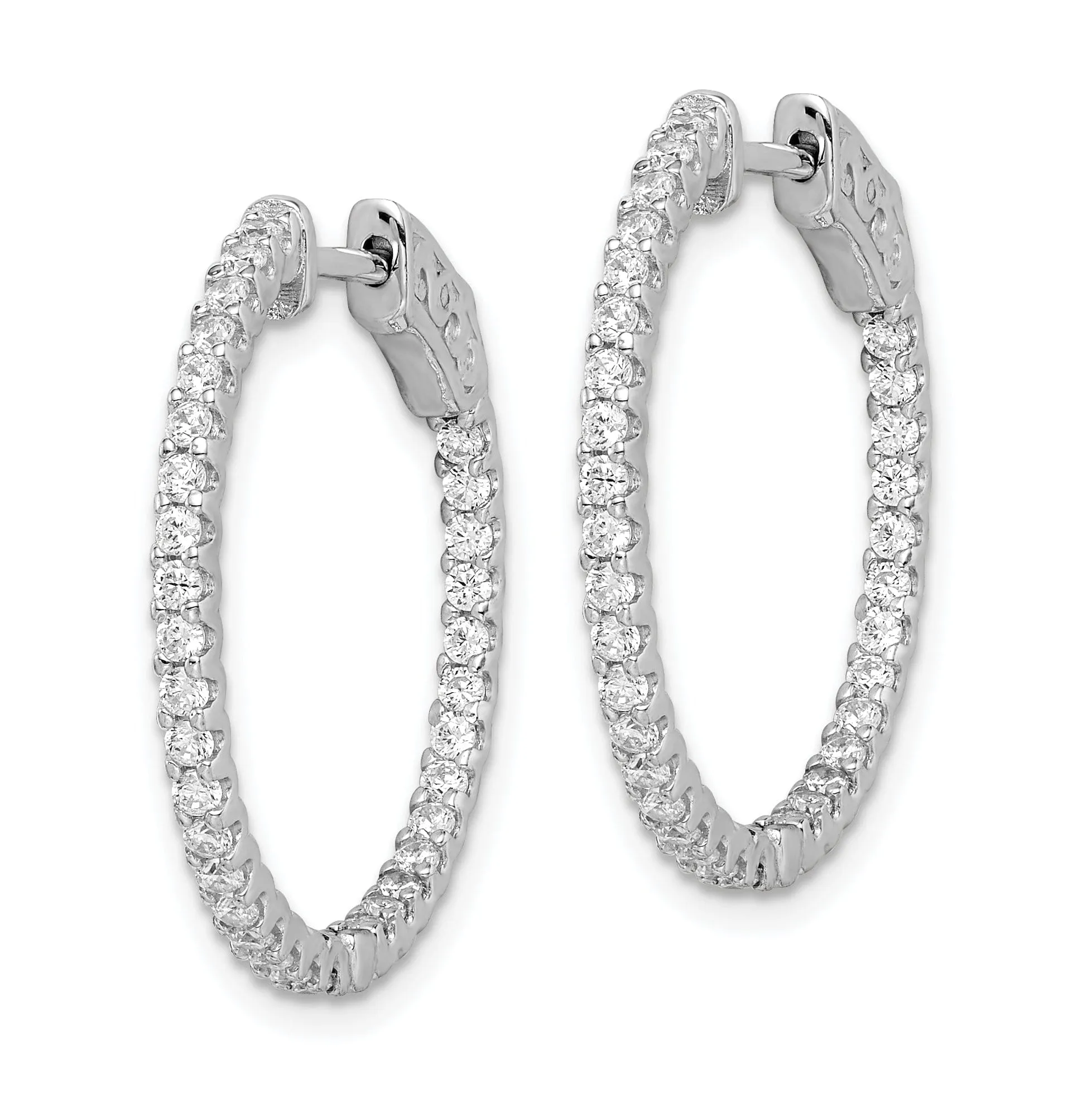 Sterling Silver CZ 66 Stone Hoop Earrings