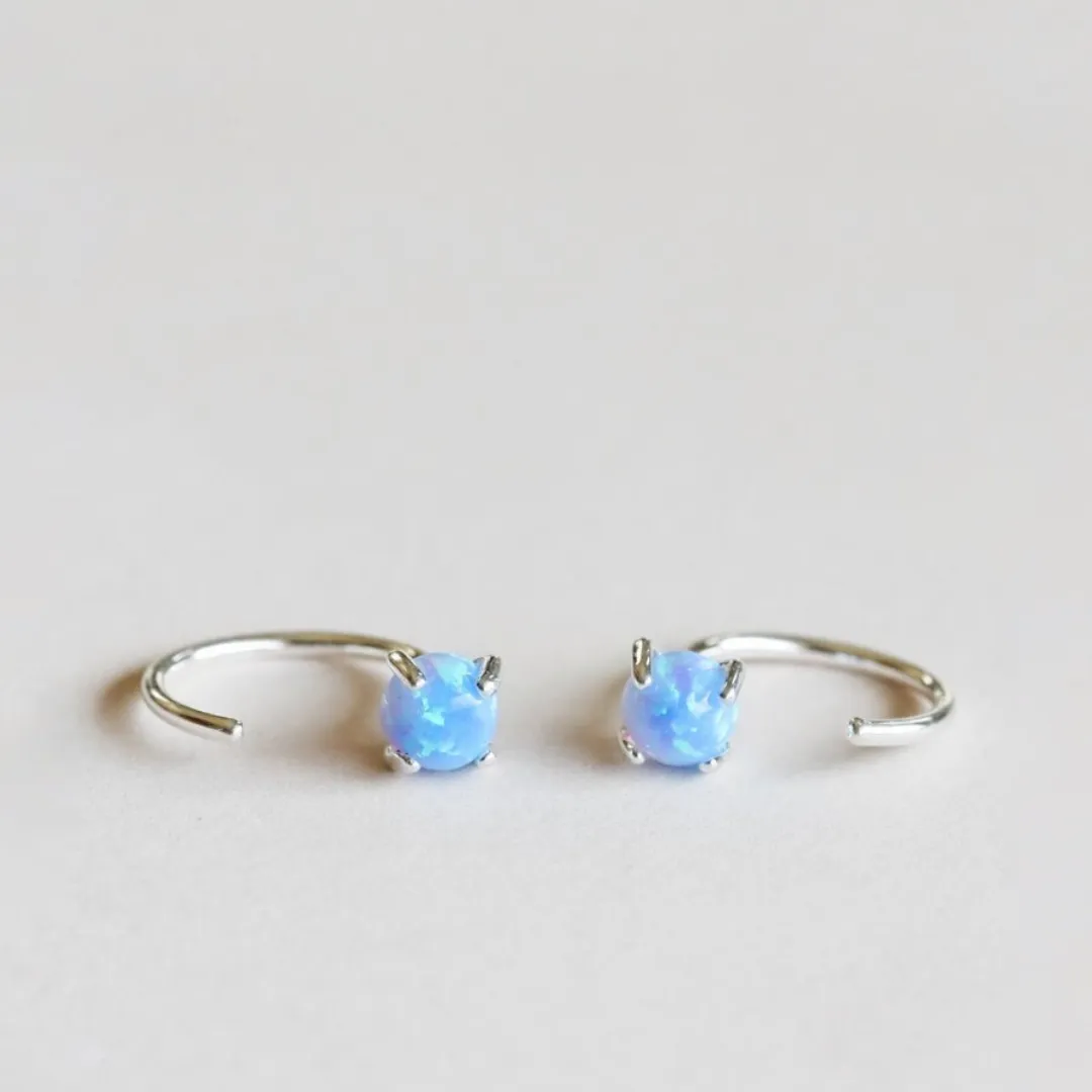 Sterling Silver Opal Huggies