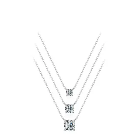 Sterling Silver Sparkling Zircon Necklace with Cross Chain