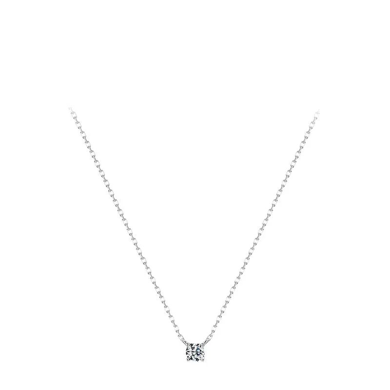 Sterling Silver Sparkling Zircon Necklace with Cross Chain