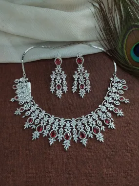 Stunning Design Silver Plated Zircon Necklace Set