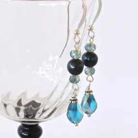 Teal Swarovski Crystal and Pearl Earrings